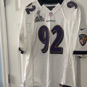 NFL Baltimore Ravens White/Purple/Gold #92 Game Jersey Super Bowl
